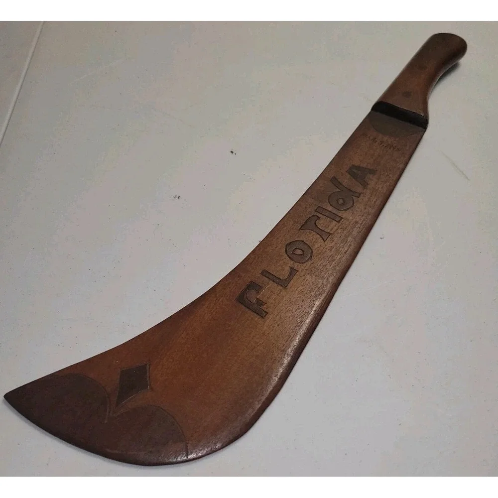 Vintage Wood Machete Hand Carved‎ Art Decorative Souvenir Florida 1943 20